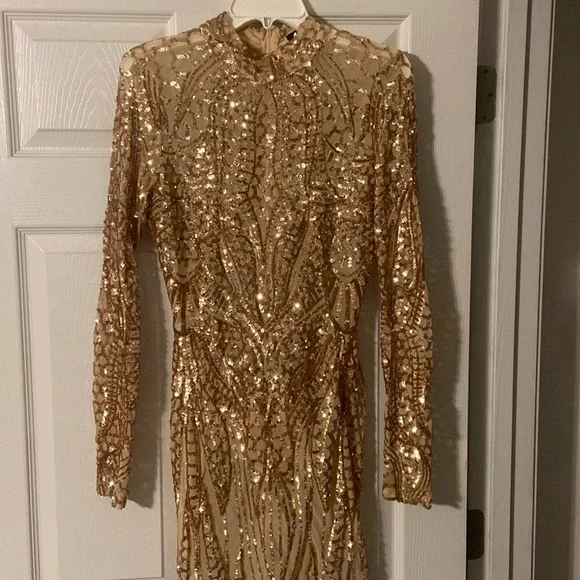 rose gold birthday dress Rose Gold Flower Girl Dress Sparkly Glitter Long Sleeve Tulle Birthday –  DreamyVow main image 1